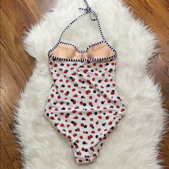 J. Crew Halter One-Piece Swimsuit in Berry Print - Picture 6 of 8